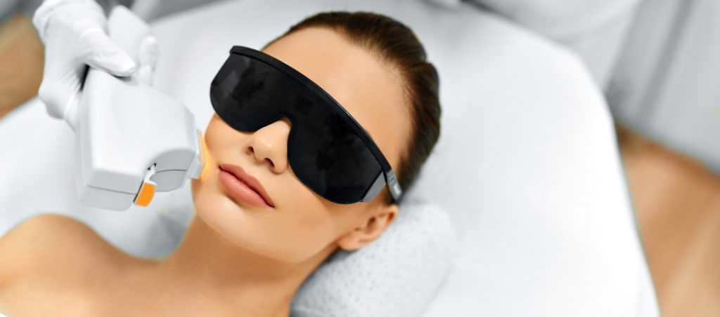 woman receiving IPL treatment