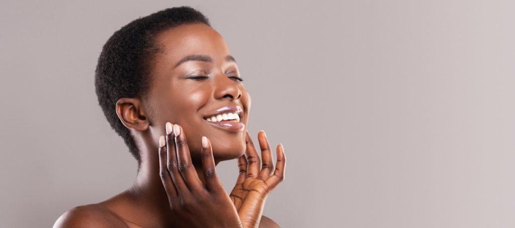 happy woman with smooth skin