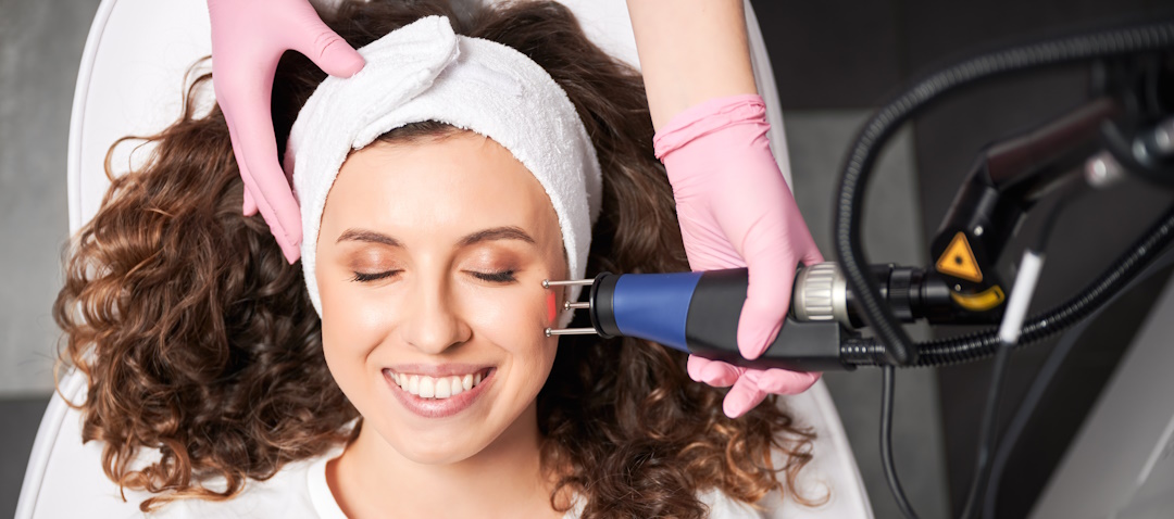woman during laser skin treatment