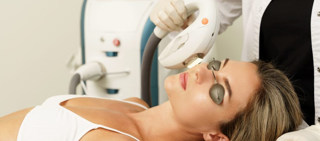 woman receiving ipl skin treatment